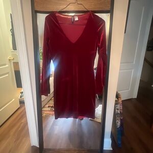 Red velvet cocktail dress
